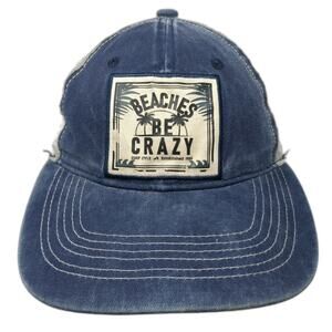 Surf Style Baseball Cap Blue One Size Beaches Be Crazy Mesh Strapback Patch Hat